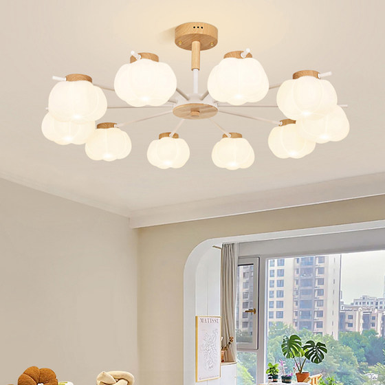 Cream-Style Living Room Lamp, Natural Wood Style, Modern Minimalist Hall Main Light, Dining Room Lamp, Bedroom Cotton Chandelier, Zhongshan Lighting Fixtures