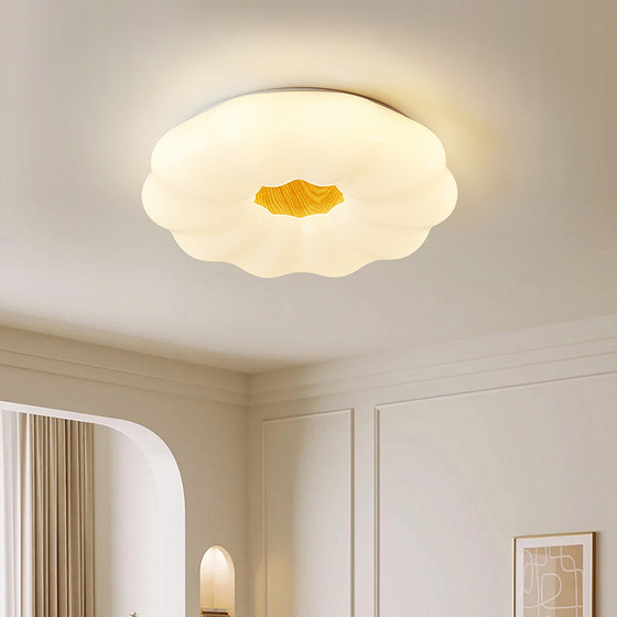 Cream-Style Living Room Lamp, Natural Wood Style, Modern Minimalist Hall Main Light, Dining Room Lamp, Bedroom Cotton Chandelier, Zhongshan Lighting Fixtures