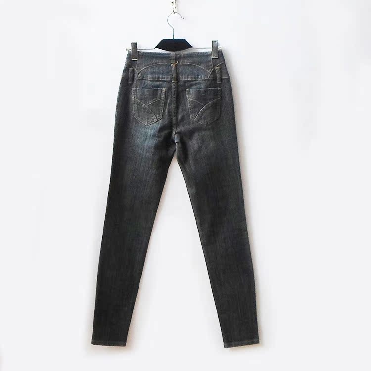 Một nửa giá gió quốc gia thêu thêu mùa thu và quần jeans nữ eo cao quần denim cỡ lớn cộng với nhung 2018 quần bò nữ