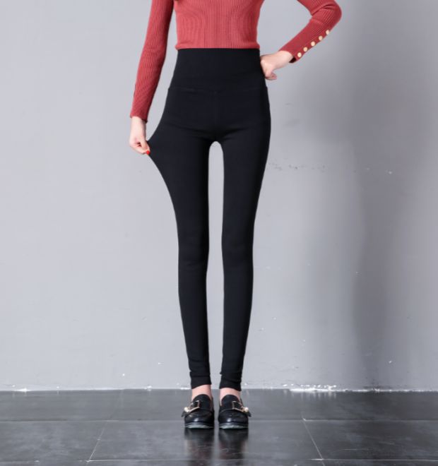 Xuân 2018 phiên bản Hàn Quốc của quần cạp cao và quần legging dài mặc nữ sọc đen bên hông phiên bản Hàn Quốc của quần chân hoang dã quần túi hộp nữ