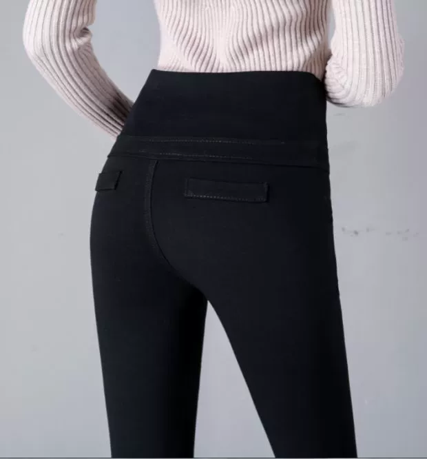 Xuân 2018 phiên bản Hàn Quốc của quần cạp cao và quần legging dài mặc nữ sọc đen bên hông phiên bản Hàn Quốc của quần chân hoang dã