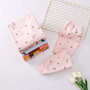 Bông childrens mùa thu đồ lót bộ quần áo cô gái mùa thu mùa thu quần bé trai cotton trẻ em dài tay đồ ngủ ấm áp.