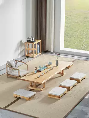 Japanese-style tatami tea table and chair combination Solid wood zen sitting ground coffee table Pine low table B & B Yoga studio low table