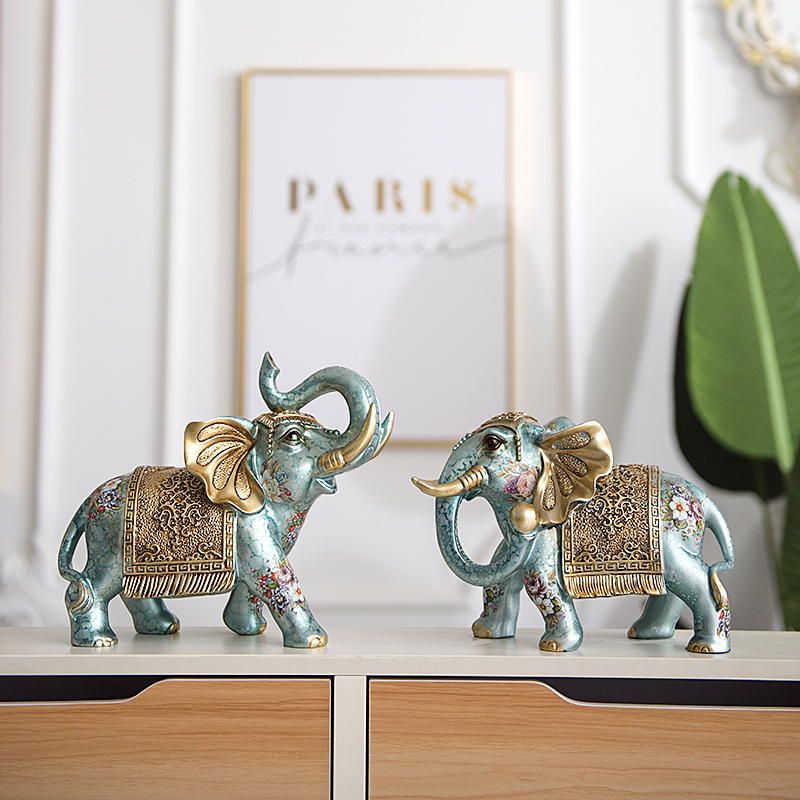 European-style Elephants Swing to Merchants Opening Feng Shui Elephant a pair of creative living room Xuan Guan Wine Cabinet Decorations Home Furnishing