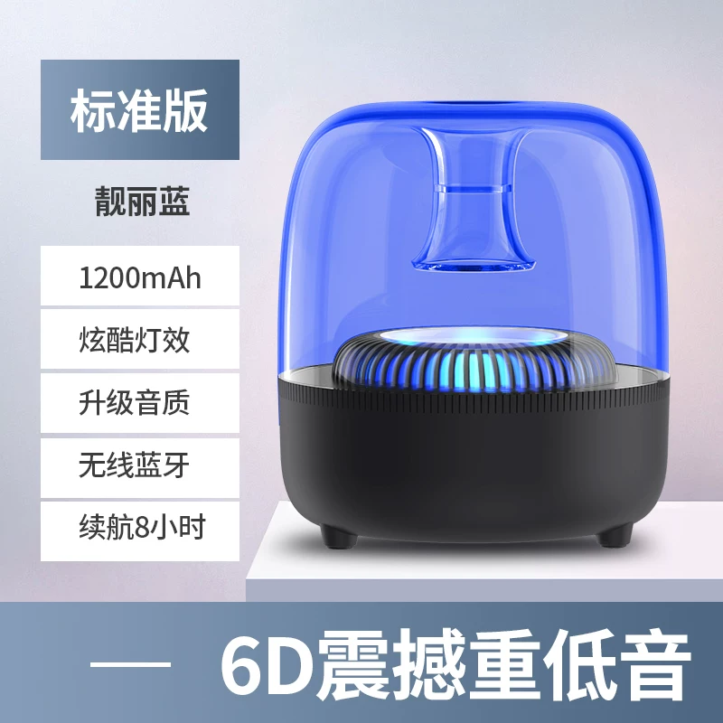 Комнатный Bluetooth-динамик Wortley с маленьким басом, глянцевый, светящийся, настольный аудио-радио