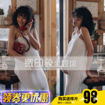 2021 small fresh pregnant women photo art shooting Fashion sexy home pleated sundress photo theme clothing