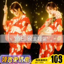 2021 New Year fashion pregnant woman photo net Red kimono God girl art shooting studio photo theme clothing