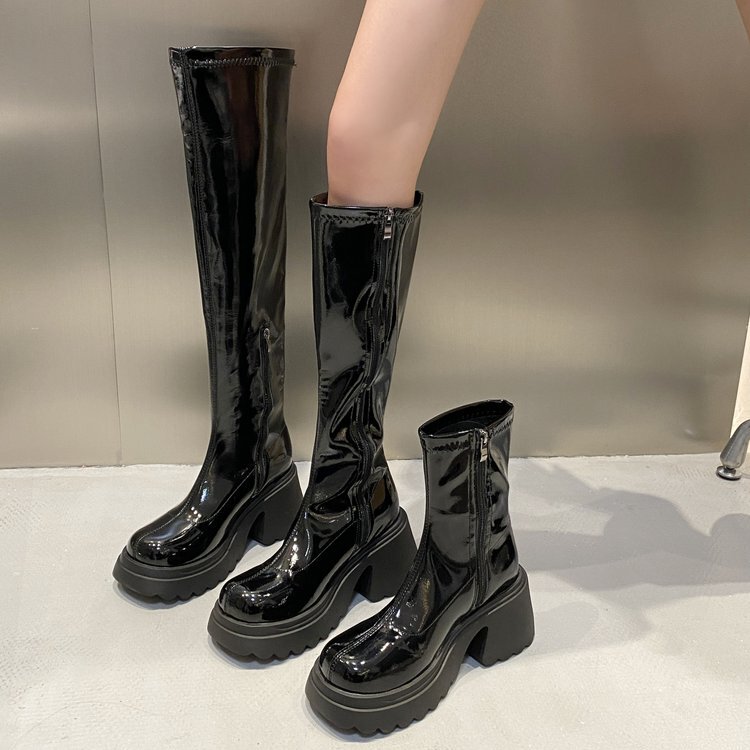 35-42 Size Large Martin Boots for Women, Size 41, Trendy ins Short Biker Boots, British Style Chunky Heel Slim Long Boots