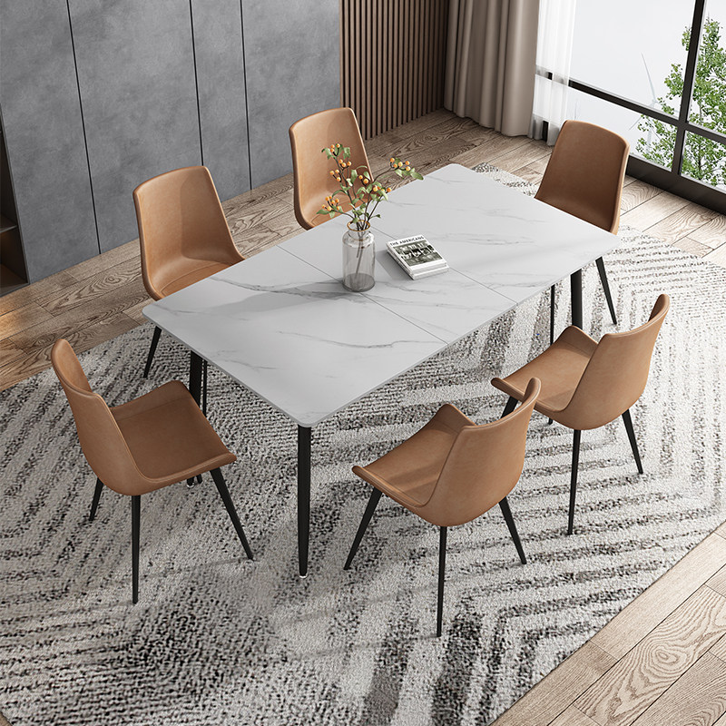Italian light luxury slate dining table telescopic rectangular modern minimalist foldable household small apartment dining table and chair combination