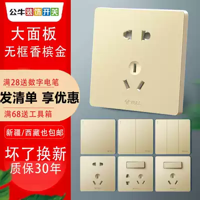 Bull one-open 5-hole socket 86 type concealed with USB multi-function five-hole air conditioning large panel household wall switch