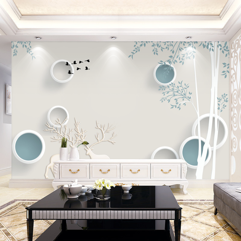 2022 new TV background wall 3d geometric simple mural fresh decoration living room video wall sticker wall cloth self-adhesive