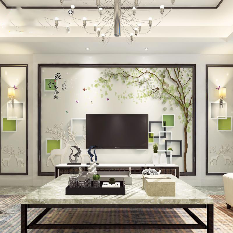 Customized TV background wall painter Wanshixing and simple wallpaper 3D three-dimensional wall covering seamless wallpaper self-adhesive
