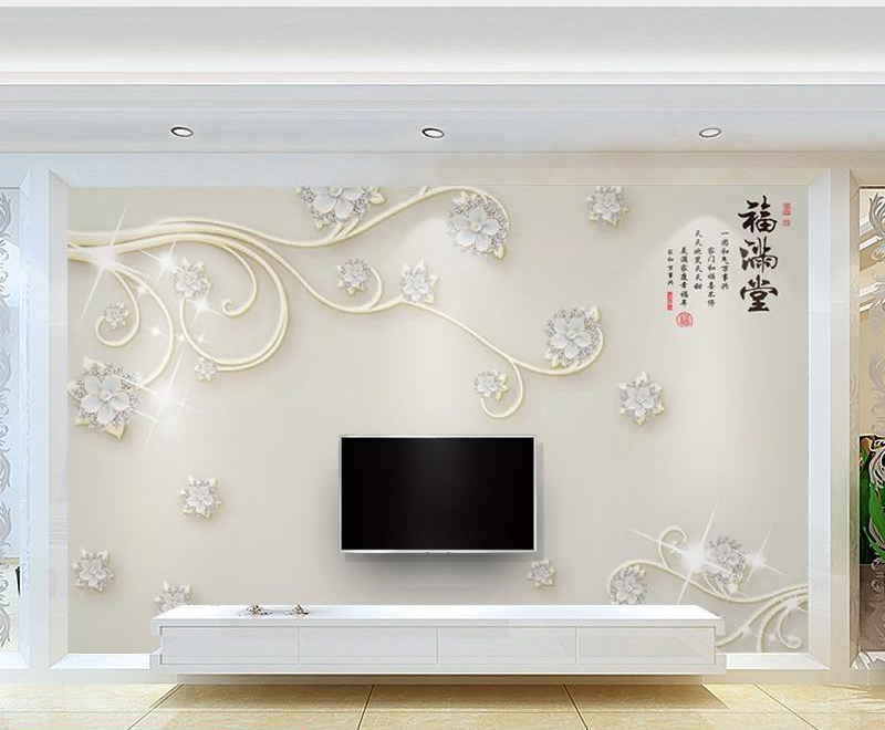 Customized Chinese TV Background Wallpaper Paper Atmospheric Walls decorated bedroom European 5D stereo wall stick self - adhesive
