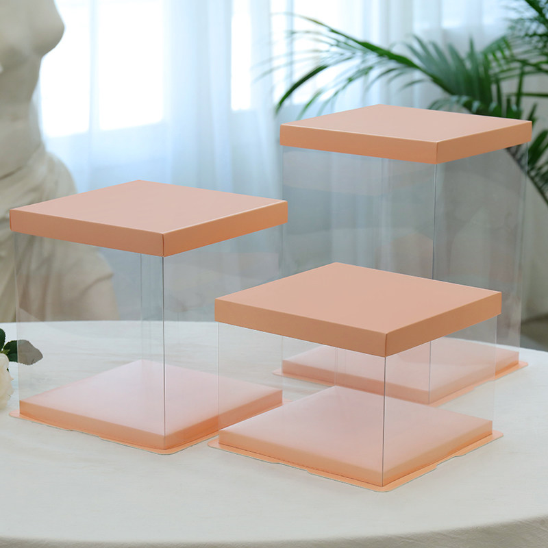 Full Transparent Birthday Cake Box 4 6 8 10 12 14 14 Inch Monolayer Double Layer Plus High Four Layers Tehigh Packaging Box