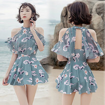 Seaside swimsuit Fairy Van Korea ins fashion new conjoined Conservative belly slim size hot spring swimsuit