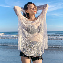 New swimsuit fairy fan beach sunscreen jacket sexy small chest bikini three-piece hot spring swimsuit