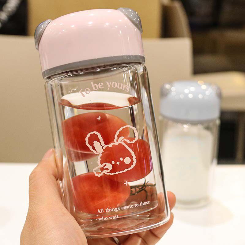 Japan-style double glazed cup small portable cute fresh water mug heat insulation anti-leak art female accompanying cup