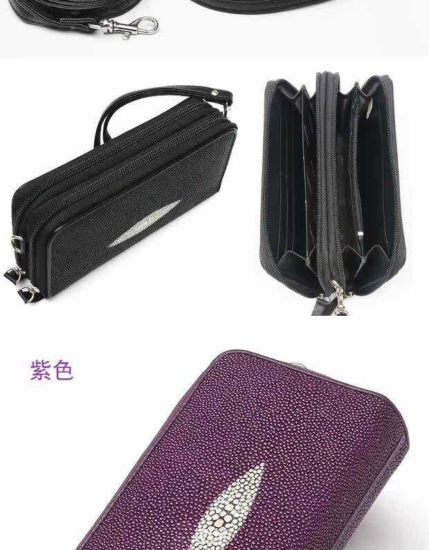 Клатч 正品新款女士式珍珠鱼皮双拉链手拿包票夹纯正手包可斜跨厂价直销 OTHER