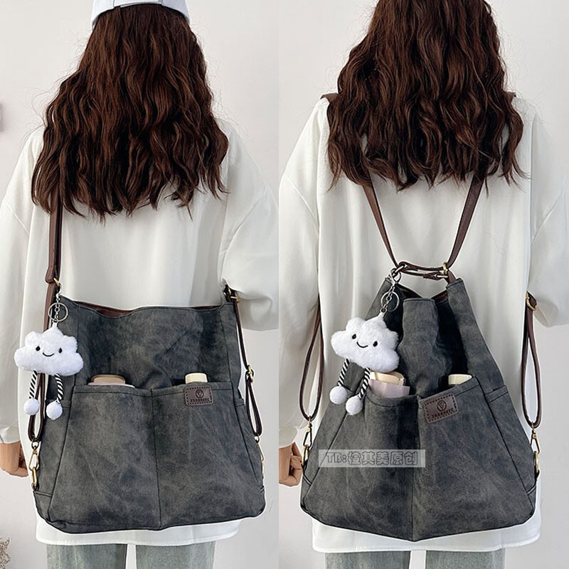 2026 Summer Denim Soft Leather Three-In-One Backpack Women's Large Capacity Shoulder Tote Bag Commuter Crossbody Bag Student Backpack 2026 Summer Denim Soft Leather Three-In-One Backpack Women's Large Capacity Shoulder Tote Bag Commuter Crossbody Bag Student Backpack