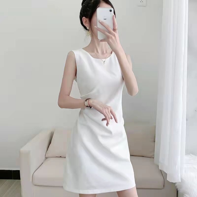 2022 New Summer White Slim-Fitting Short Elegant Dress for Evening Parties, Annual Meetings, Petite Women's Birthday Dresses