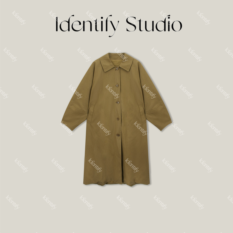 Identify Autumn and Winter New Classic Retro Single-Breasted Long Trench Coat 26Awg080212