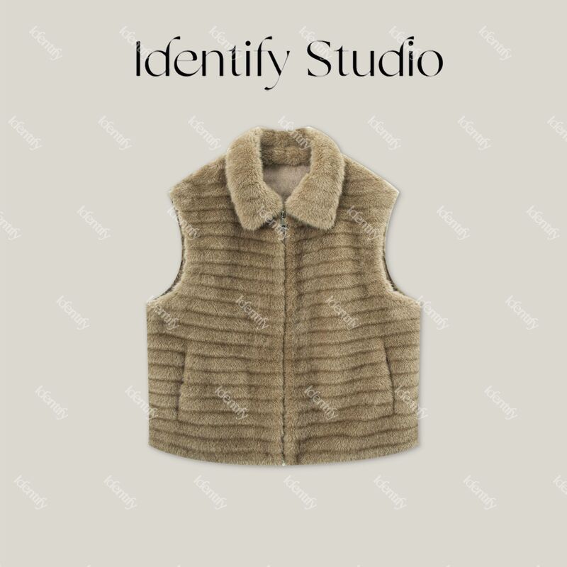 Identify New Winter Style High-End Lapel Faux Mink Striped Vest Thickened Waistcoat 26Awg090710