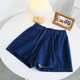 Retro clean classic good-looking denim shorts female summer Korean version solid color all-match loose wide-leg casual hot pants