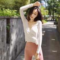 VALVOELITE yoga dress female spring summer fairy Air cross strap top female gym long sleeve running sportswear