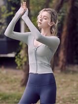 VALVOELITE Yoga Clothing Spring Summer Womens Skinny Short Zipper Slim Fitness Clothes Running Long Sleeve Sports Top
