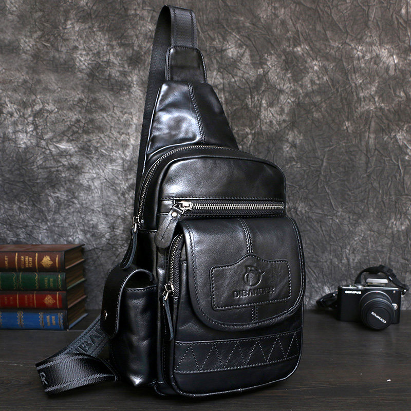 Men's bag bag leather bag bag leather bag male head skin large single shoulder bag bag chest inclined carrybag