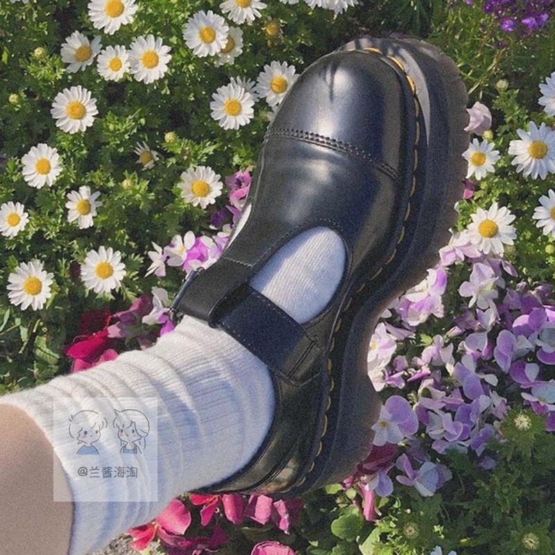 Special Offer! Domestic In-Stock Collection Dr Martens Bethan T-Shaped Thick-Soled Mary Jane Shoes Retro Leather Shoes