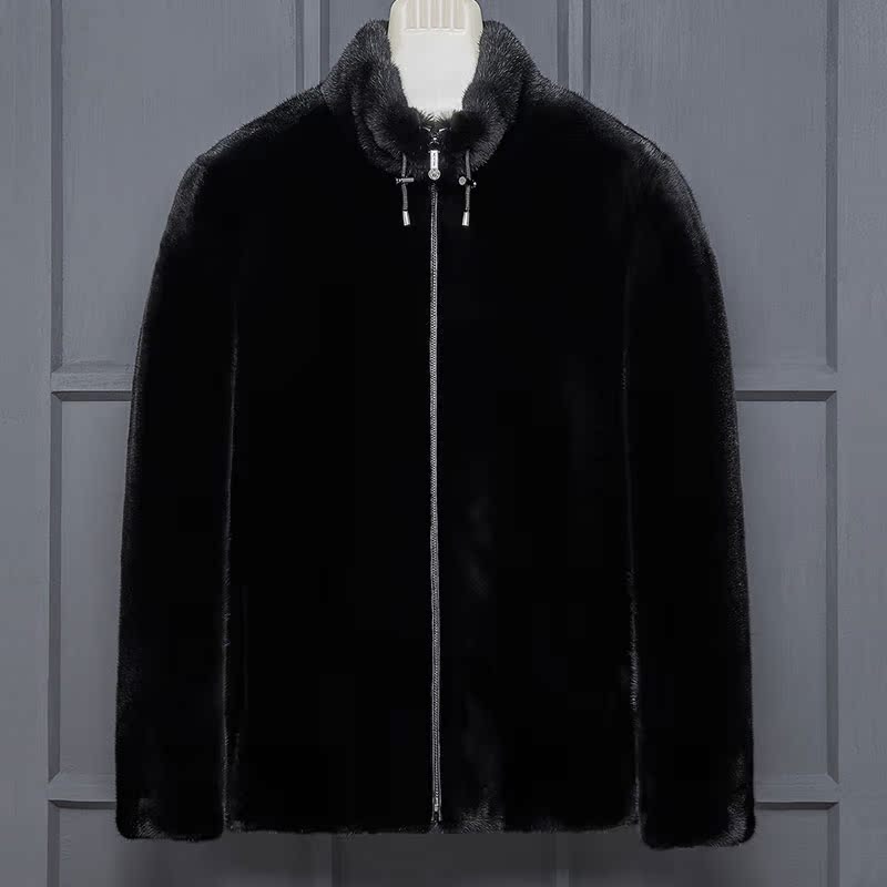 2019 Winter new imported ferrets men's mink leather grass upright men's leather clothes whole mink leather big coat men's coat