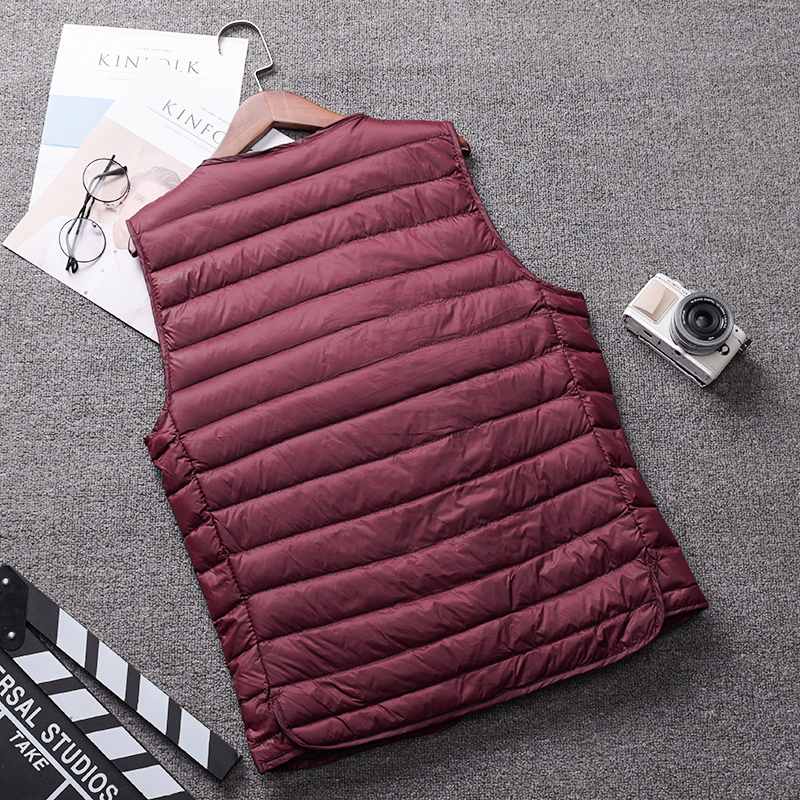 Mùa thu và mùa đông nhẹ xuống vest nam cổ chữ V cỡ lớn mẫu đôi xuống lót ấm áp không có cổ áo mỏng mặc vest áo đôi nam nữ