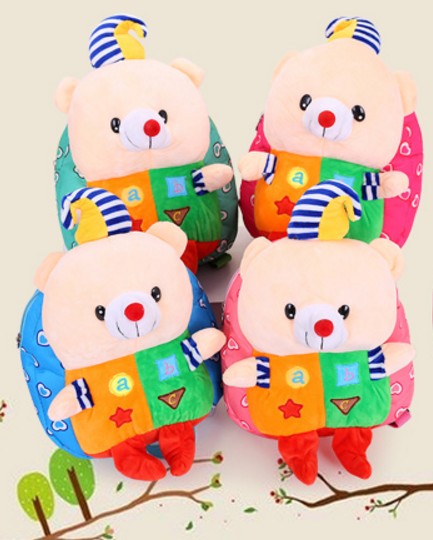 Plush trường mẫu giáo túi bé bé gái bé hoạt hình dễ thương thỏ 1-3 tuổi 2 vai ba lô.