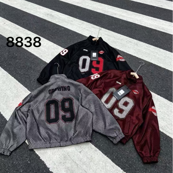 Su Jin 3 Autumn Men's and Women's Trendy Brand Hollow Mesh Patchwork Stand Collar Casual Jacket Coat Jk8838