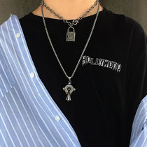 Tide brand compass necklace female cool ins hip hop national tide cross necklace male tide ins sex domineering sweater chain long