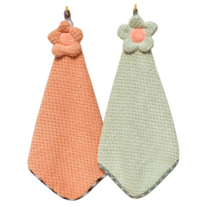 2条装珊瑚绒擦手巾挂式毛巾