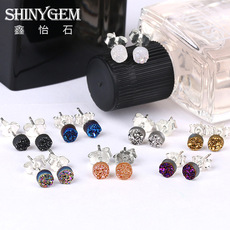 Серьги 欧美天然玛瑙洞晶牙耳钉 时尚s925纯银水晶耳钉耳针 外贸饰品