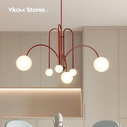 French-Style Light Luxury Minimalist Nanyang Vintage Living Room Retro Molecular Fountain Art Pure Copper Glass Sphere Chandelier