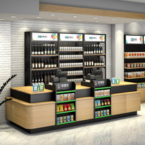 Supermarket Convenience store cashier Tobacco and wine counter Mother and baby shop Simple solid wood flat corner cabinet combination small shelf