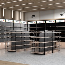 Steel wood supermarket shelves Convenience store maternal and child store display shelves Group purchase store Nakajima food cabinet boutique wooden shelves