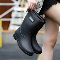 Rainshoes female summer student fashion style outwear soft soles light waterproof shoes anti-slip Korean mid-tube rain boots