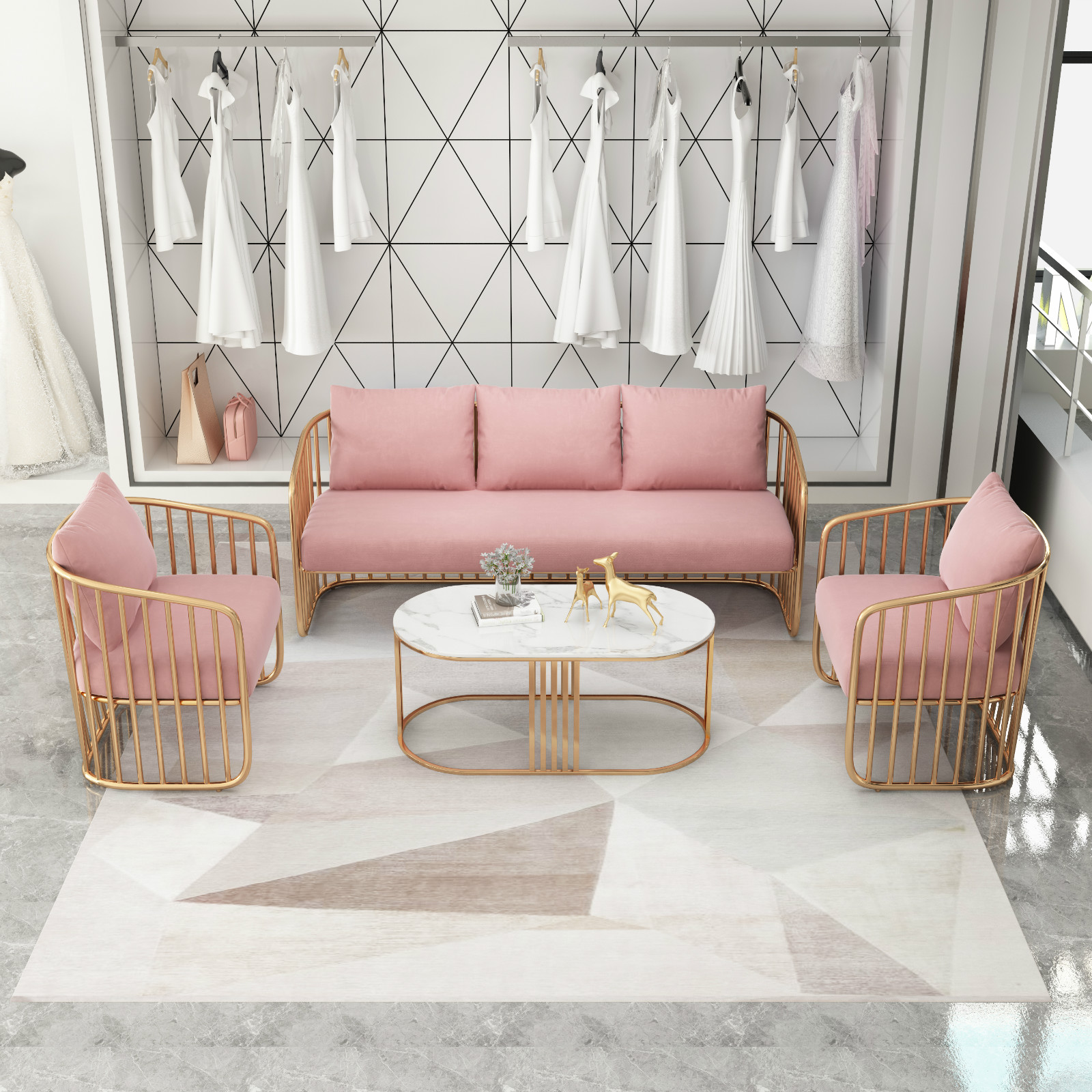 Nordic business sofa modern minimalist reception area reception room coffee table combination set simple leisure office sofa