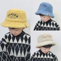Child Fisherman Hat Boy Hat Autumn Winter Money 2021 Winter Foreign Air Fashion Handsome Korean version Tide Plush Basin Cap