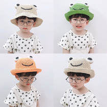 Childrens fishermans hat summer sunshade baby hat cute super cute mesh boy Korean sunscreen straw hat breathable