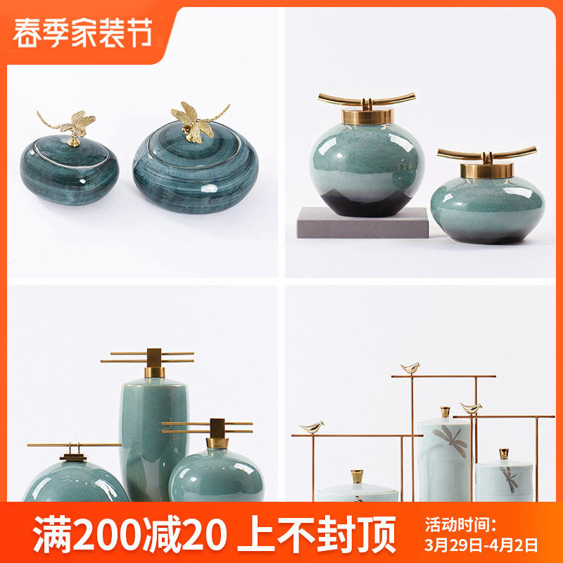 New Chinese Ceramic Storage Tank Swing Piece Creative Living Room Genguan Wine Cabinet-Like Board Room Desk Home Soft Adornment