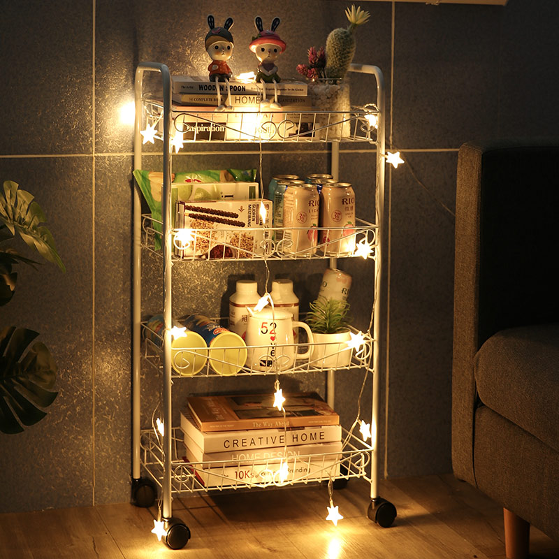 Trolley shelve movable clip sewn floor multilayer finishing shelve bedroom bookcase snacks storage floor shelf