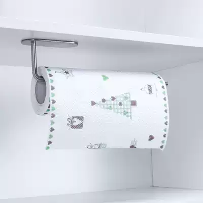 Creative kitchen whole cabinet stainless steel tissue rack roll toilet paper cling film storage non-perforated vertical multifunctional shelf