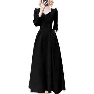 French exquisite long-sleeved dress slims the waist