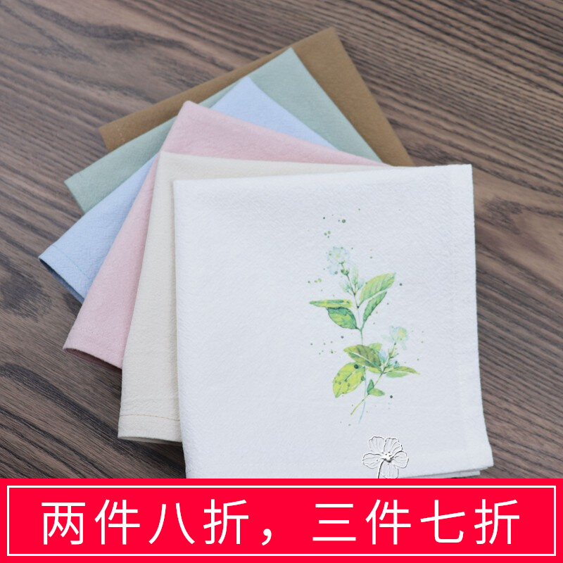 Handkerchief pure cotton custom name soft handkerchief Chinese wind sweat-absorbing cotton ladies carry-on wipe sweat with gift jasmine